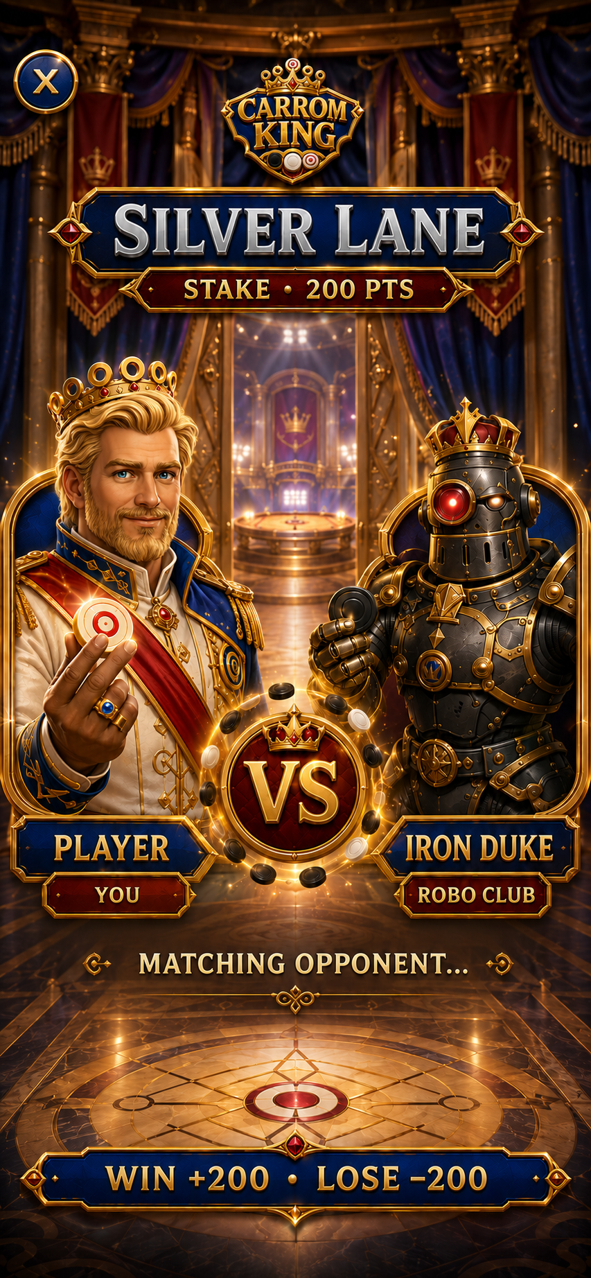 Royal matchmaking screen between the player and Iron Duke